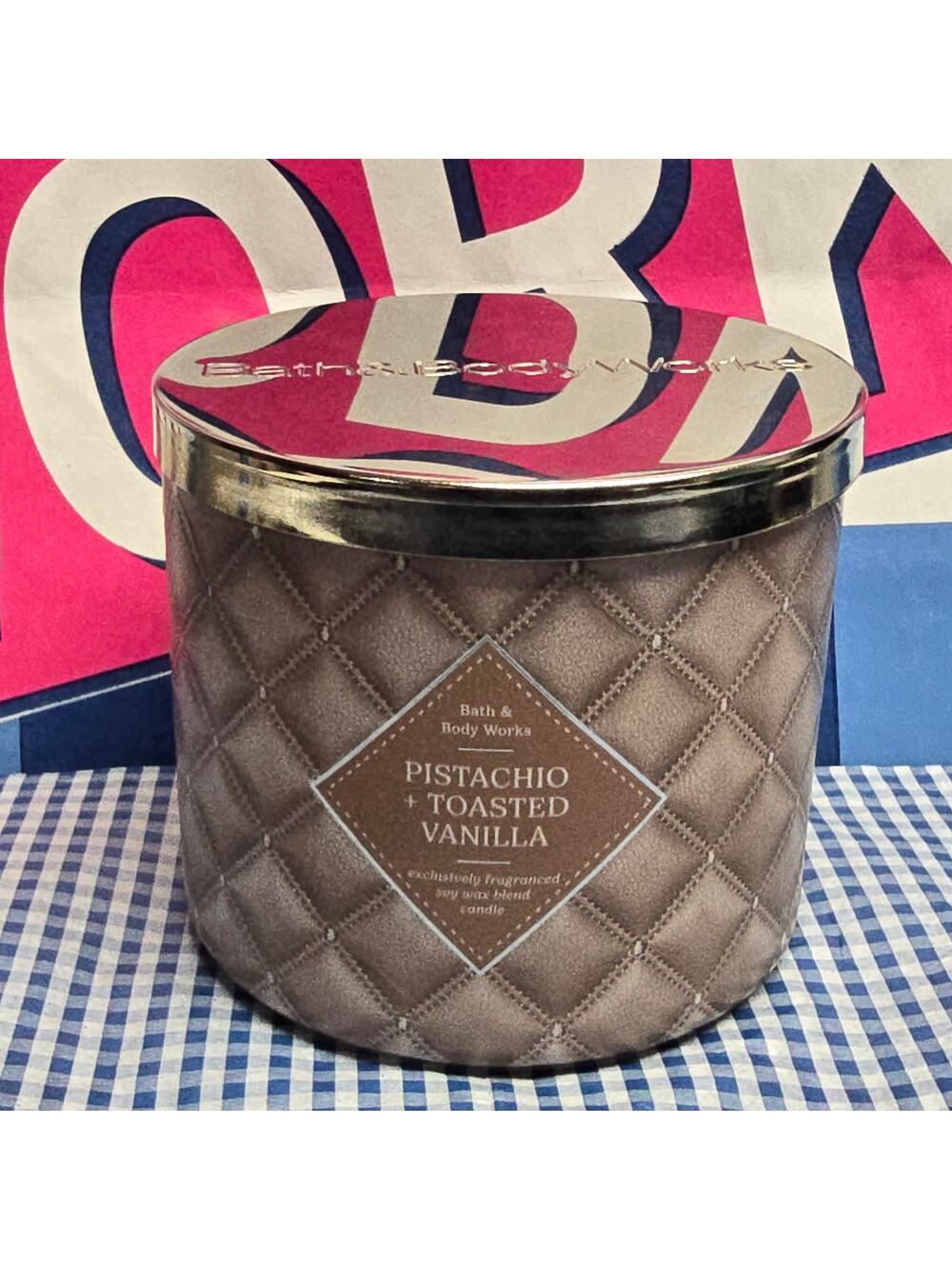 BBW Pistachio + Toasted Vanilla Large 3 Wick Candle Home Fragrance